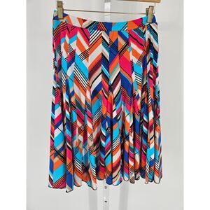 Premise Petite A-line Flowy Colorful Asymmetrical Pleated Stretch Skirt Size PS